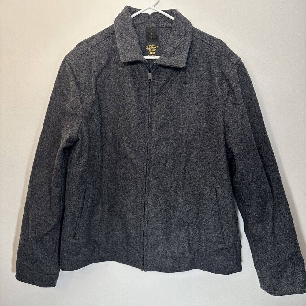 Old‎ Navy Wool Jacket Coat Men's Large L Zipper Gray